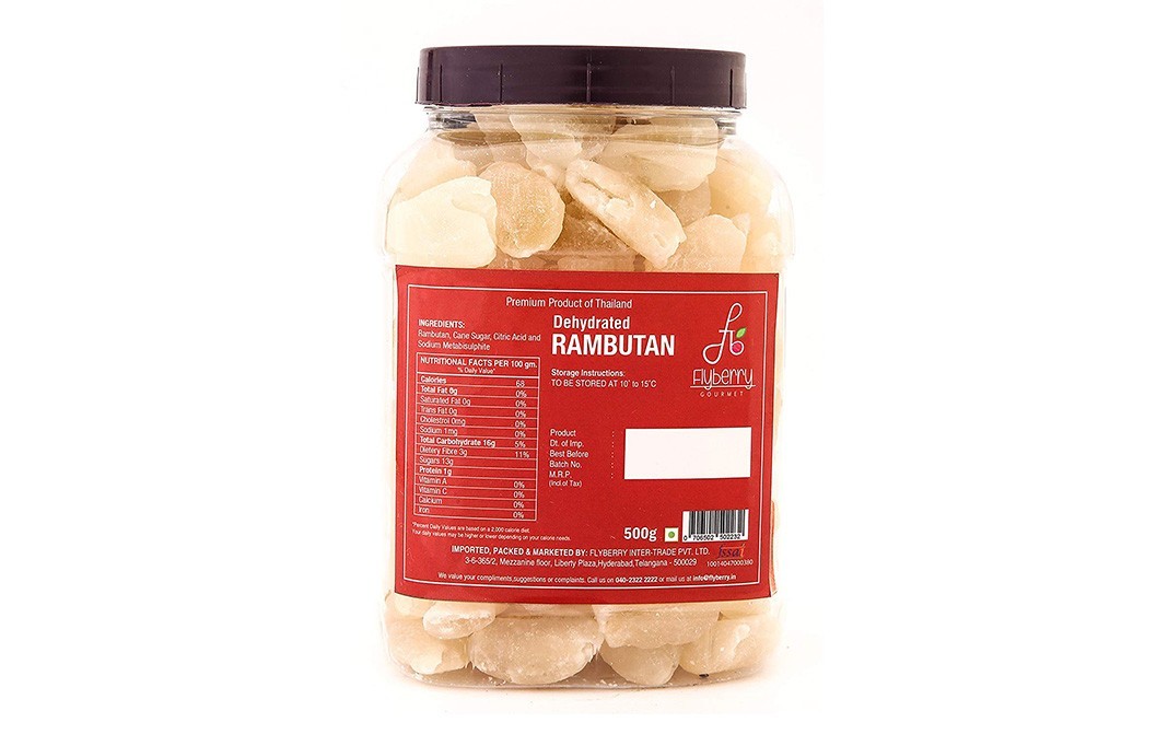 Flyberry Gourmet Dehydrated Rambutan    Plastic Jar  500 grams